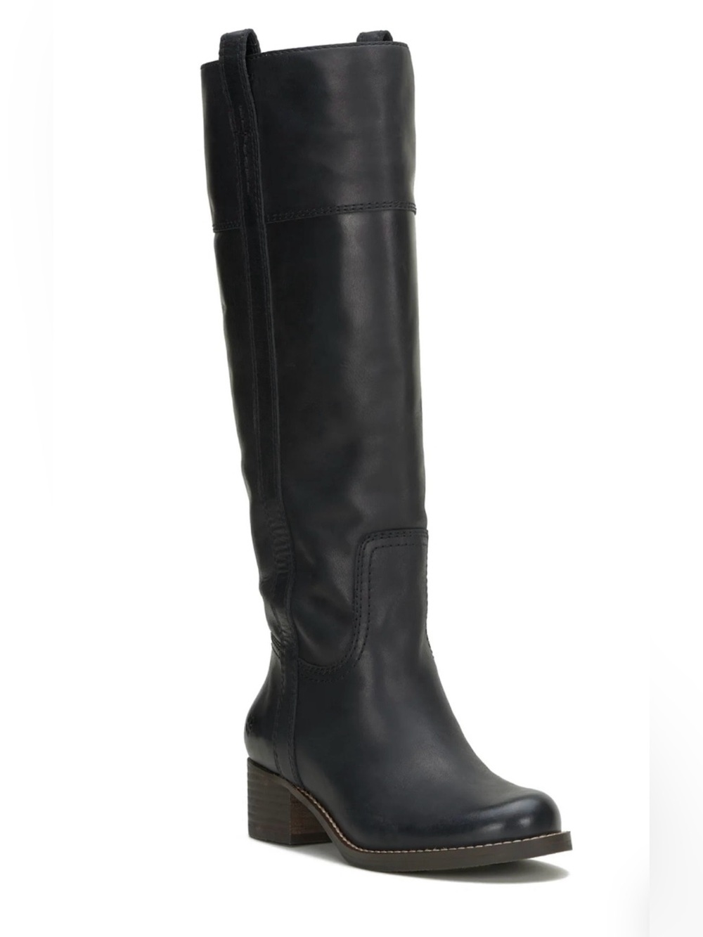 Lucky Brand Hybiscus Knee High Leather Black Boots, Block Heel, Round Toe, 7.5